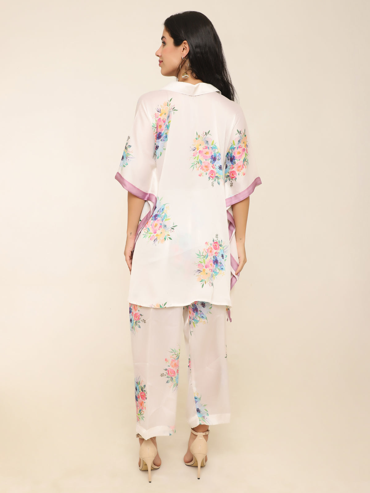 Muslin Kaftan Style Co-ord Set with Floral Print